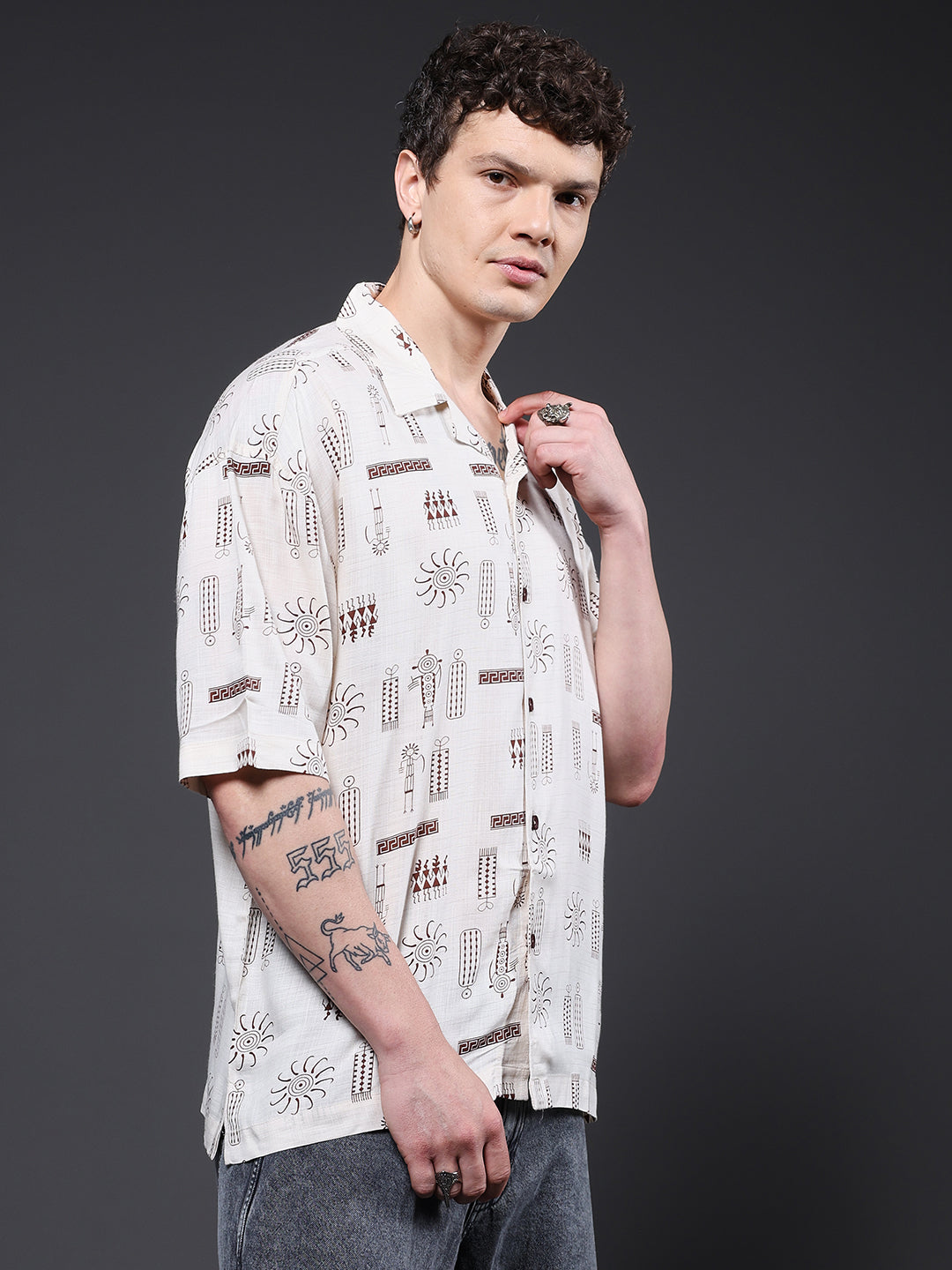 Mens Half Sleeve Casual Shirt  – Brown