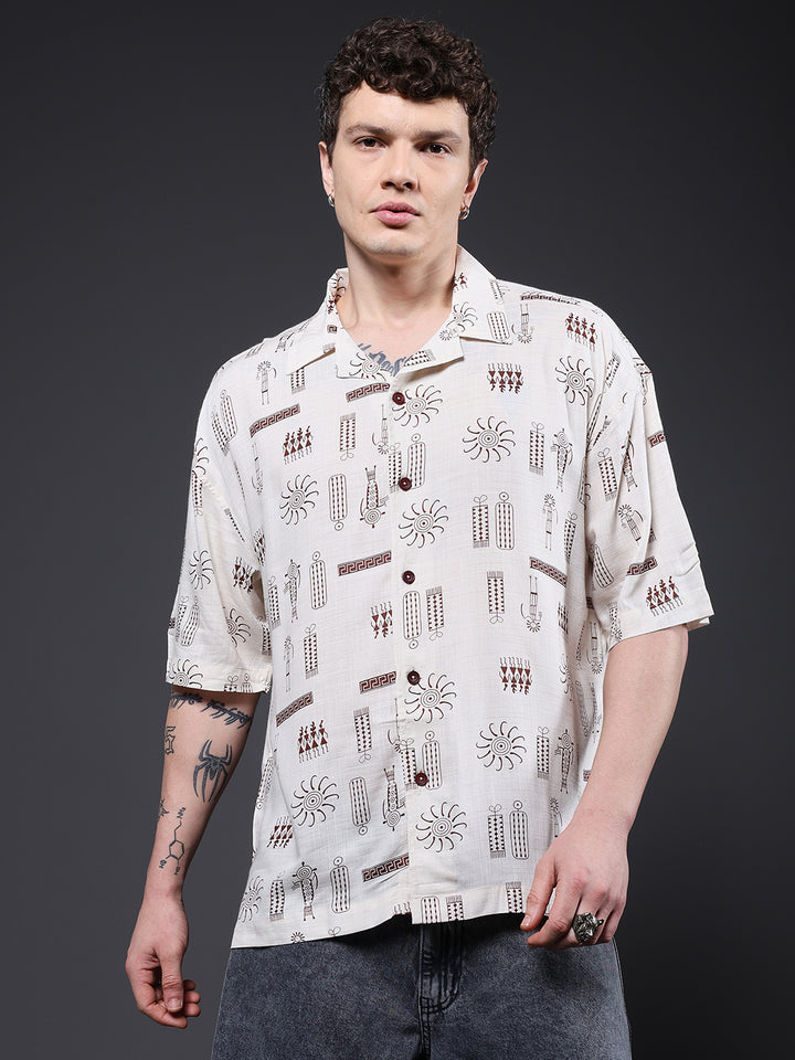 Mens Half Sleeve Casual Shirt  – Brown