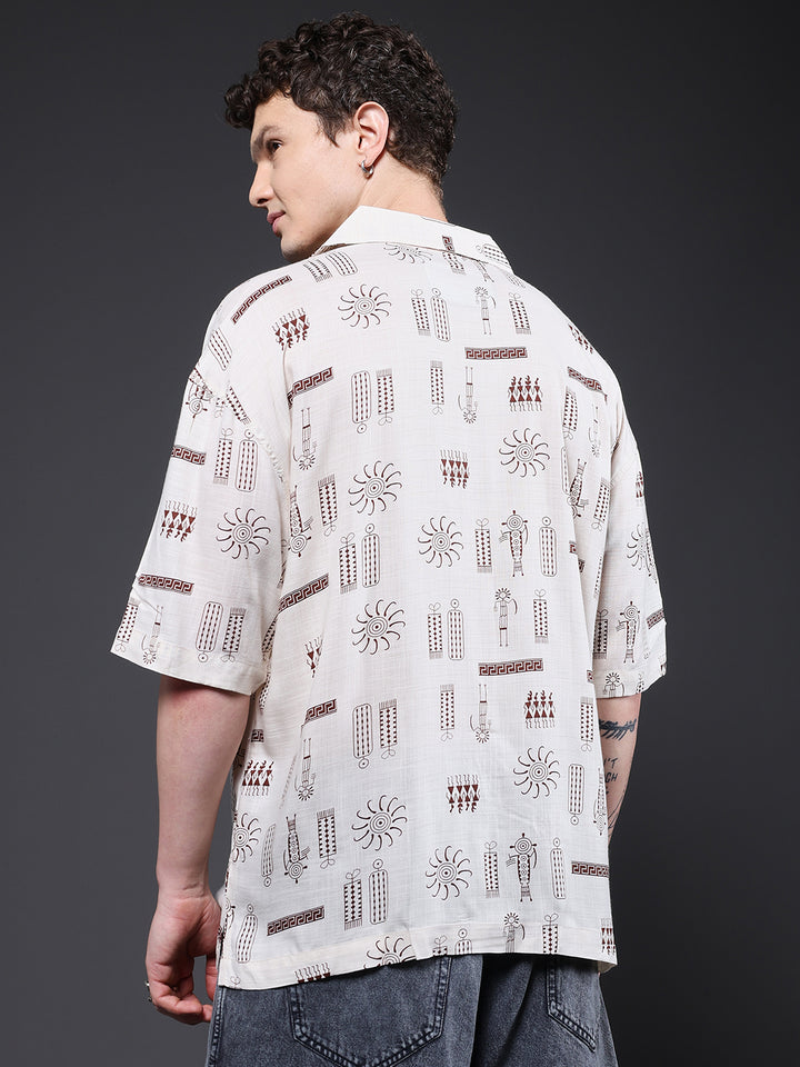 Mens Half Sleeve Casual Shirt  – Brown