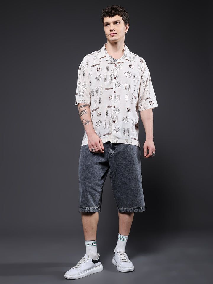 Mens Half Sleeve Casual Shirt  – Brown