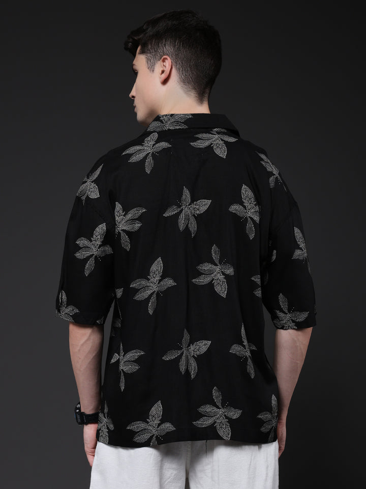 Mens Half Sleeve Casual Shirt  – Black