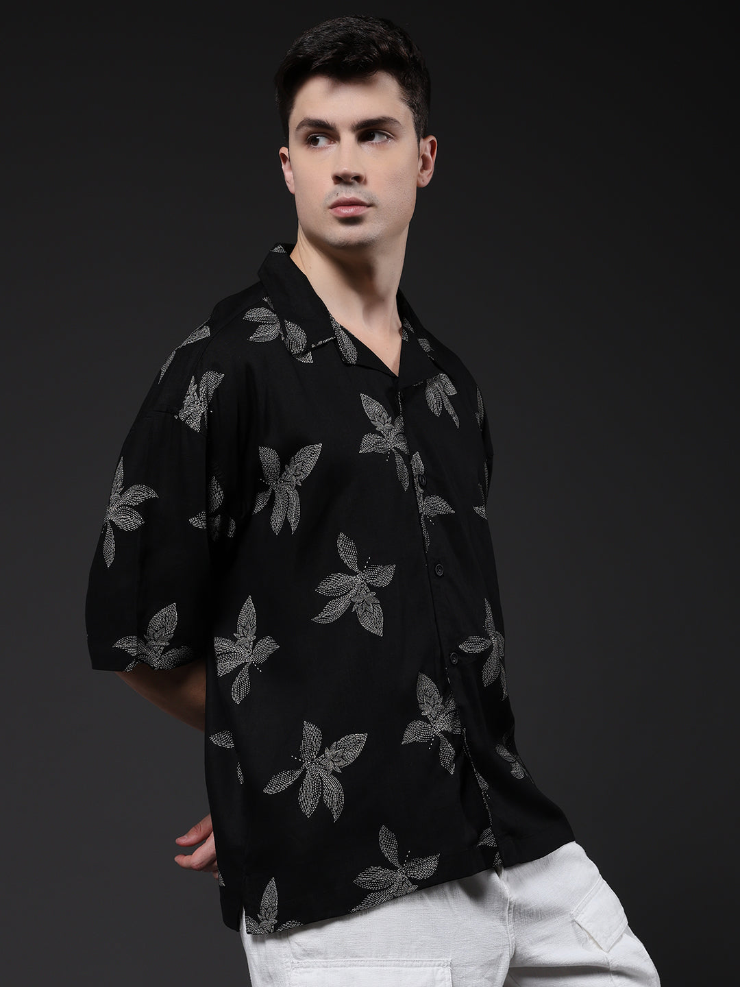 Mens Half Sleeve Casual Shirt  – Black