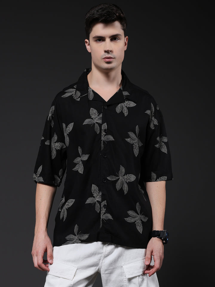 Mens Half Sleeve Casual Shirt  – Black