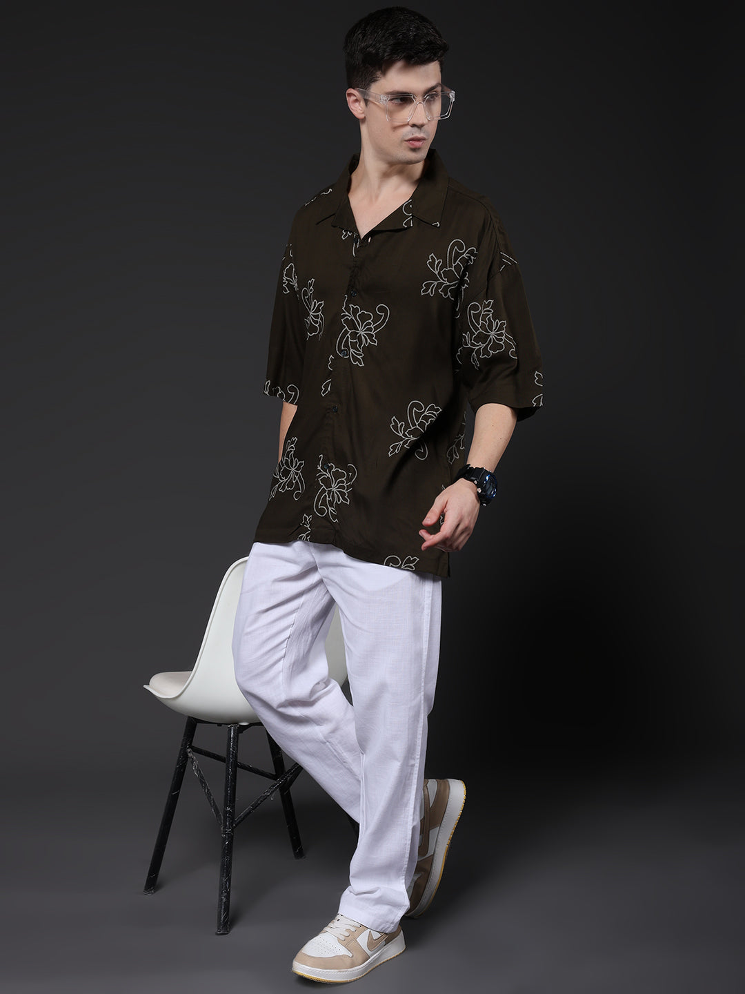 Mens Half Sleeve Casual Shirt  – Olive Green