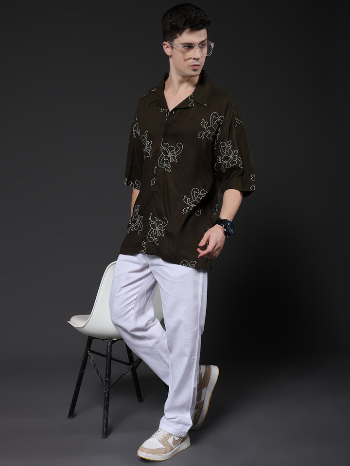 Mens Half Sleeve Casual Shirt  – Olive Green