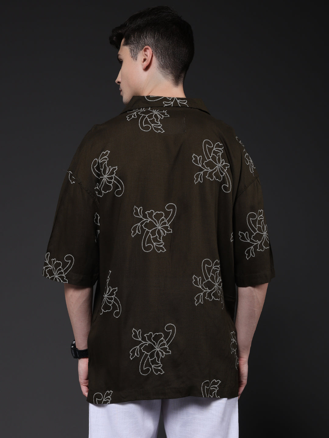 Mens Half Sleeve Casual Shirt  – Olive Green