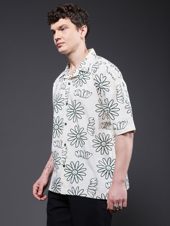 Mens Half Sleeve Casual Shirt  – Off White