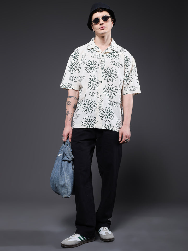 Mens Half Sleeve Casual Shirt  – Off White