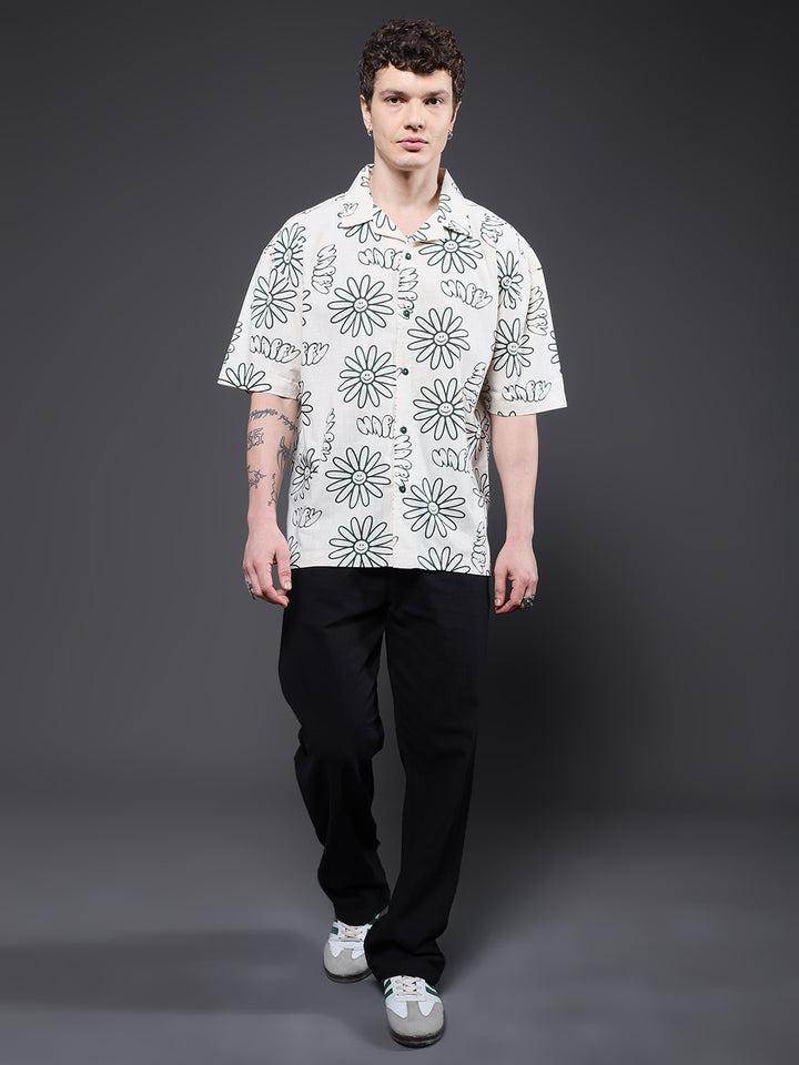 Mens Half Sleeve Casual Shirt  – Off White