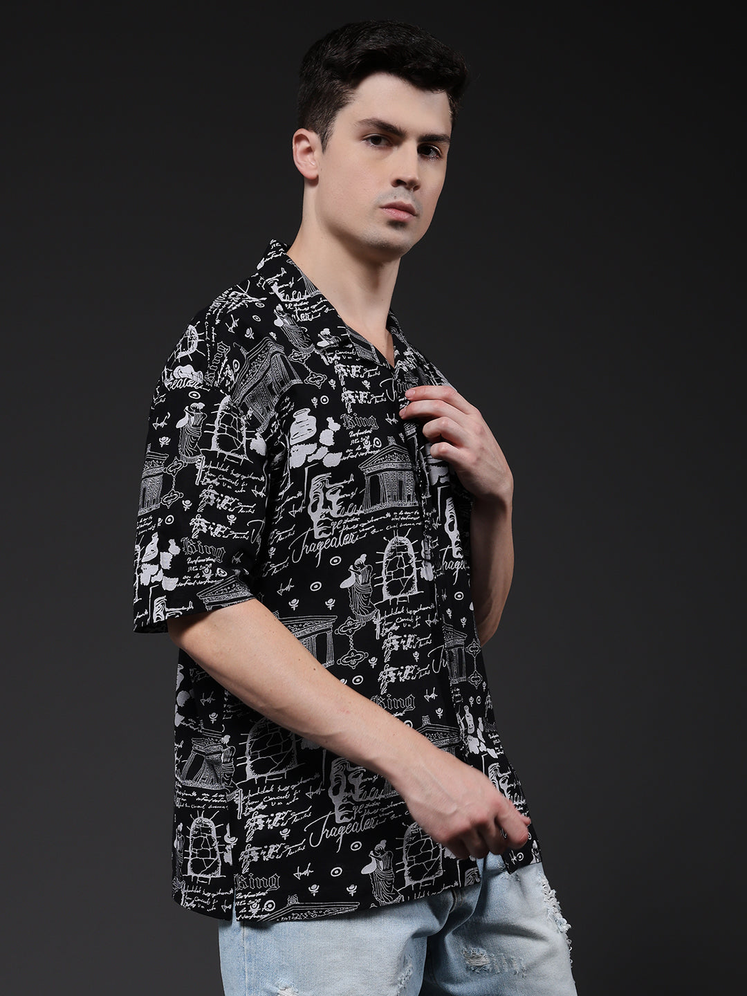 Mens Half Sleeve Casual Shirt  – Black