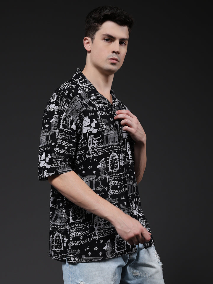 Mens Half Sleeve Casual Shirt  – Black