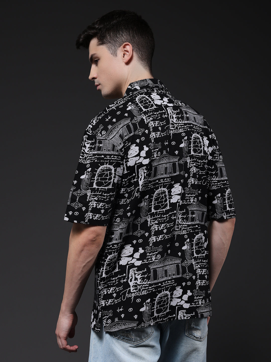 Mens Half Sleeve Casual Shirt  – Black