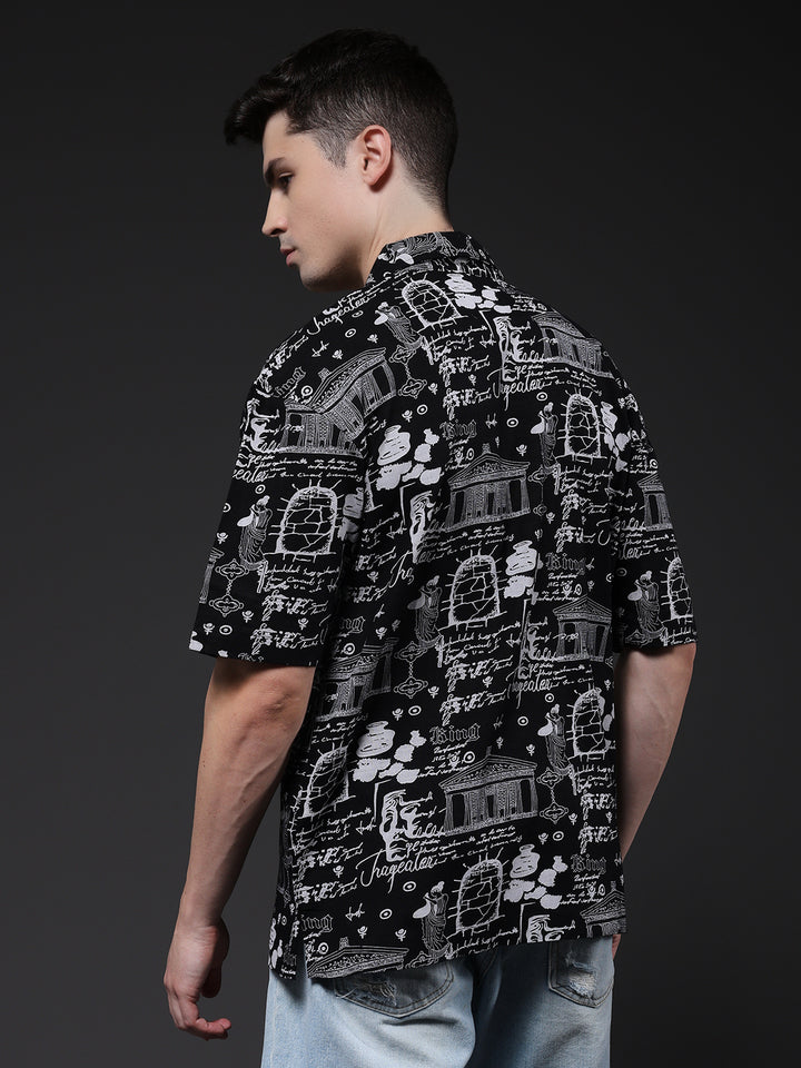 Mens Half Sleeve Casual Shirt  – Black