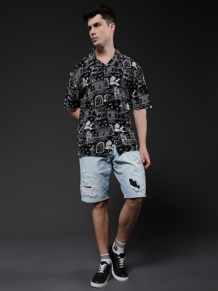 Mens Half Sleeve Casual Shirt  – Black