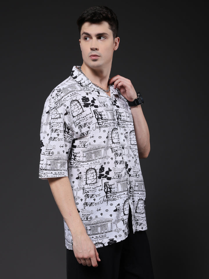 Mens Half Sleeve Casual Shirt  – White