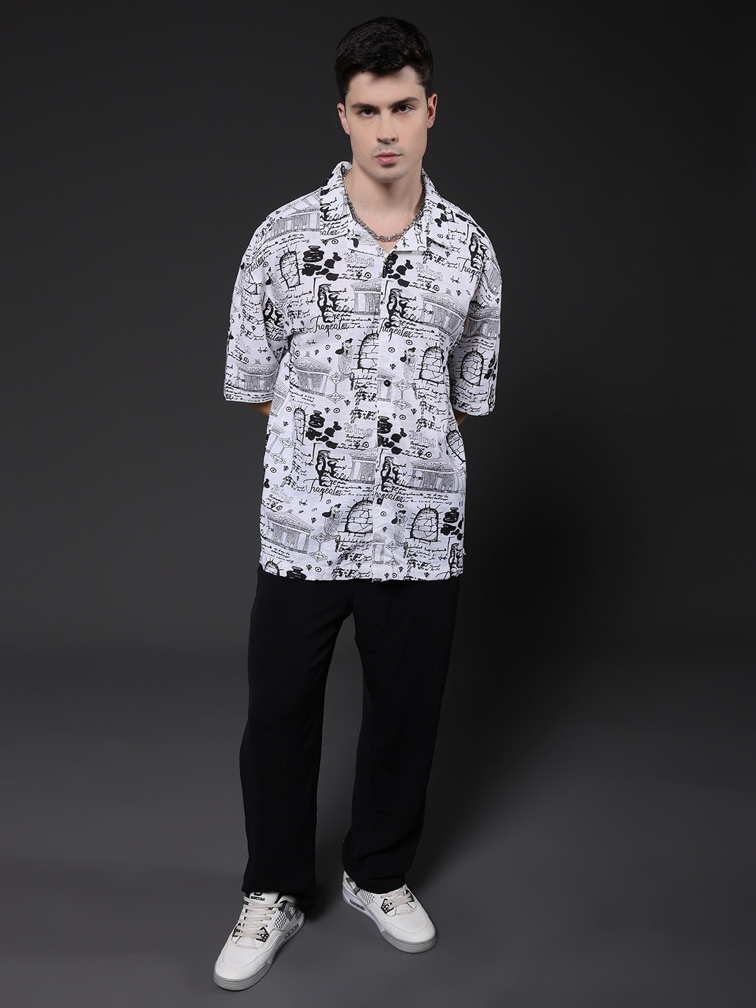 Mens Half Sleeve Casual Shirt  – White