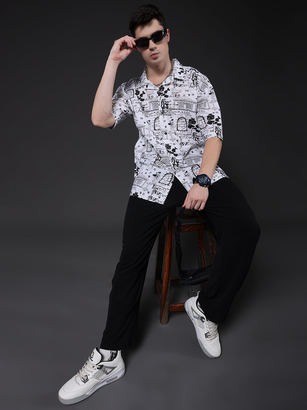 Mens Half Sleeve Casual Shirt  – White