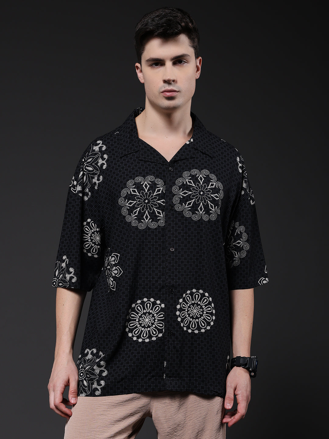 Mens Half Sleeve Casual Shirt  – Black