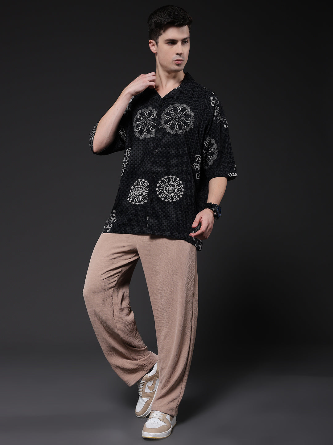 Mens Half Sleeve Casual Shirt  – Black