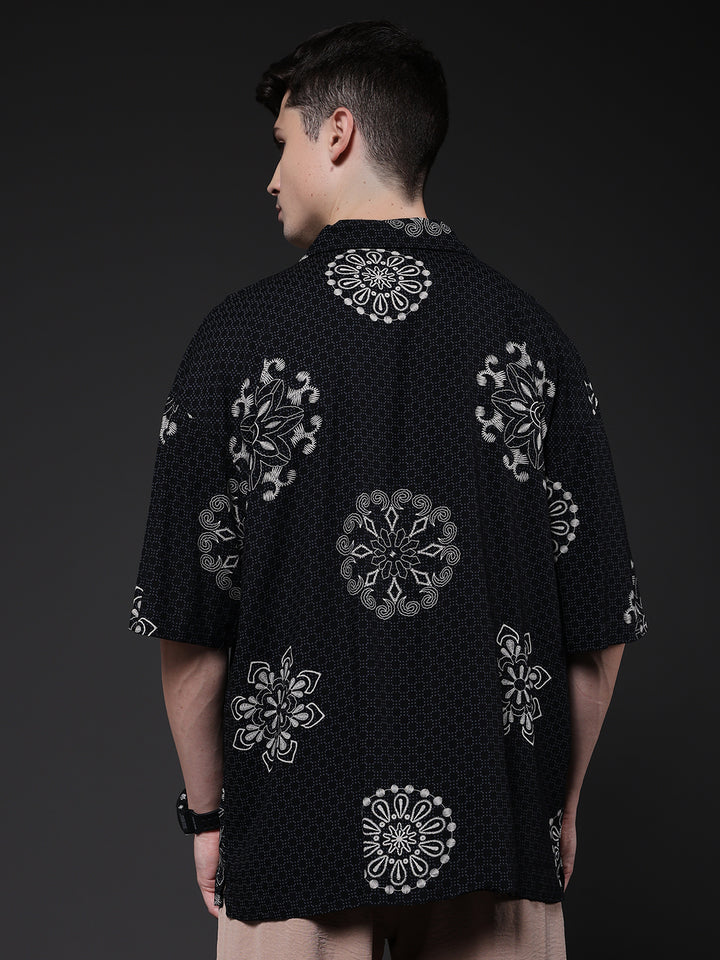 Mens Half Sleeve Casual Shirt  – Black