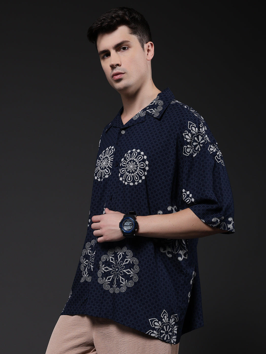 Mens Half Sleeve Casual Shirt  – Navy