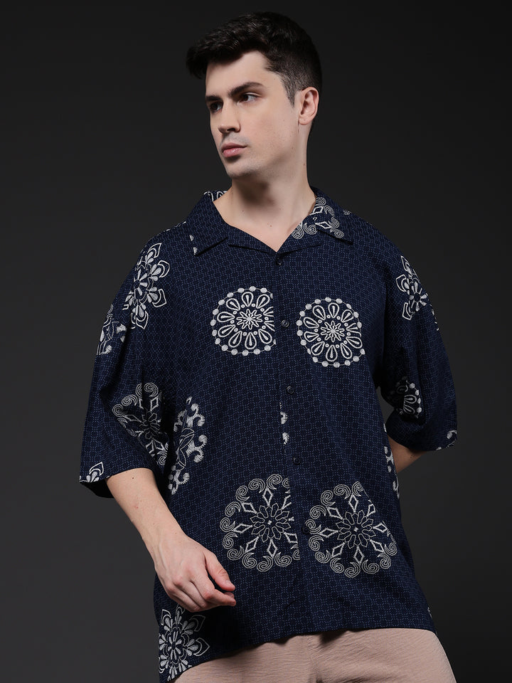 Mens Half Sleeve Casual Shirt  – Navy