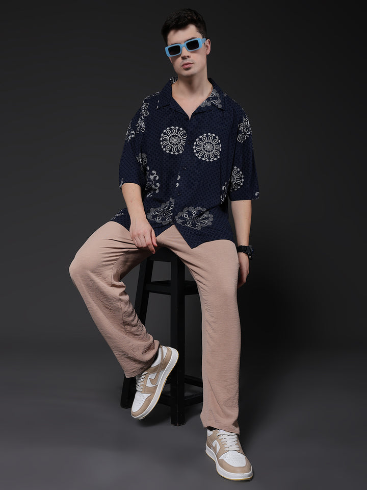 Mens Half Sleeve Casual Shirt  – Navy