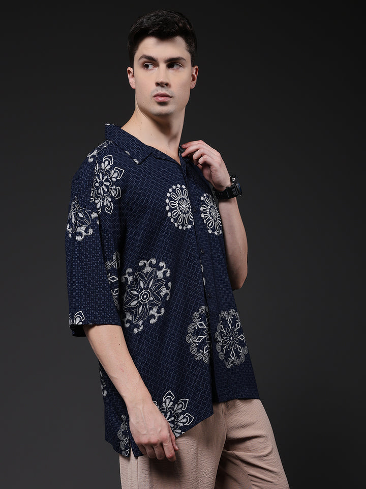 Mens Half Sleeve Casual Shirt  – Navy