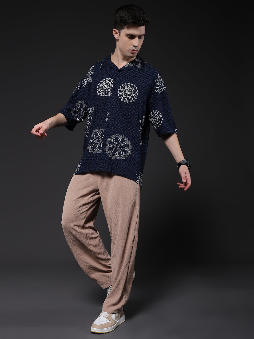 Mens Half Sleeve Casual Shirt  – Navy