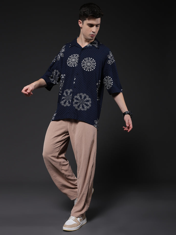 Mens Half Sleeve Casual Shirt  – Navy