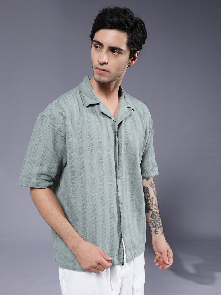 Mens Half Sleeve Casual Shirt  – Mint Green