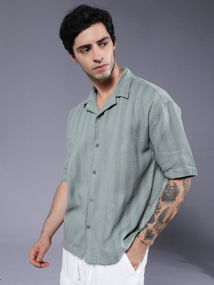 Mens Half Sleeve Casual Shirt  – Mint Green