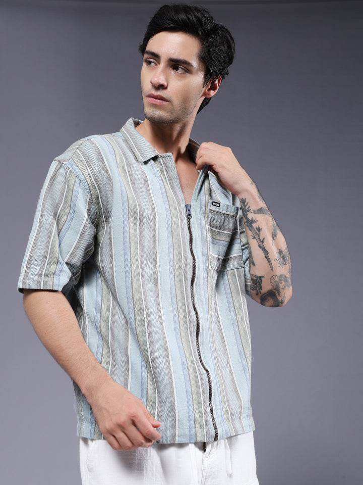 Mens Half Sleeve Casual Shirt  – Sky