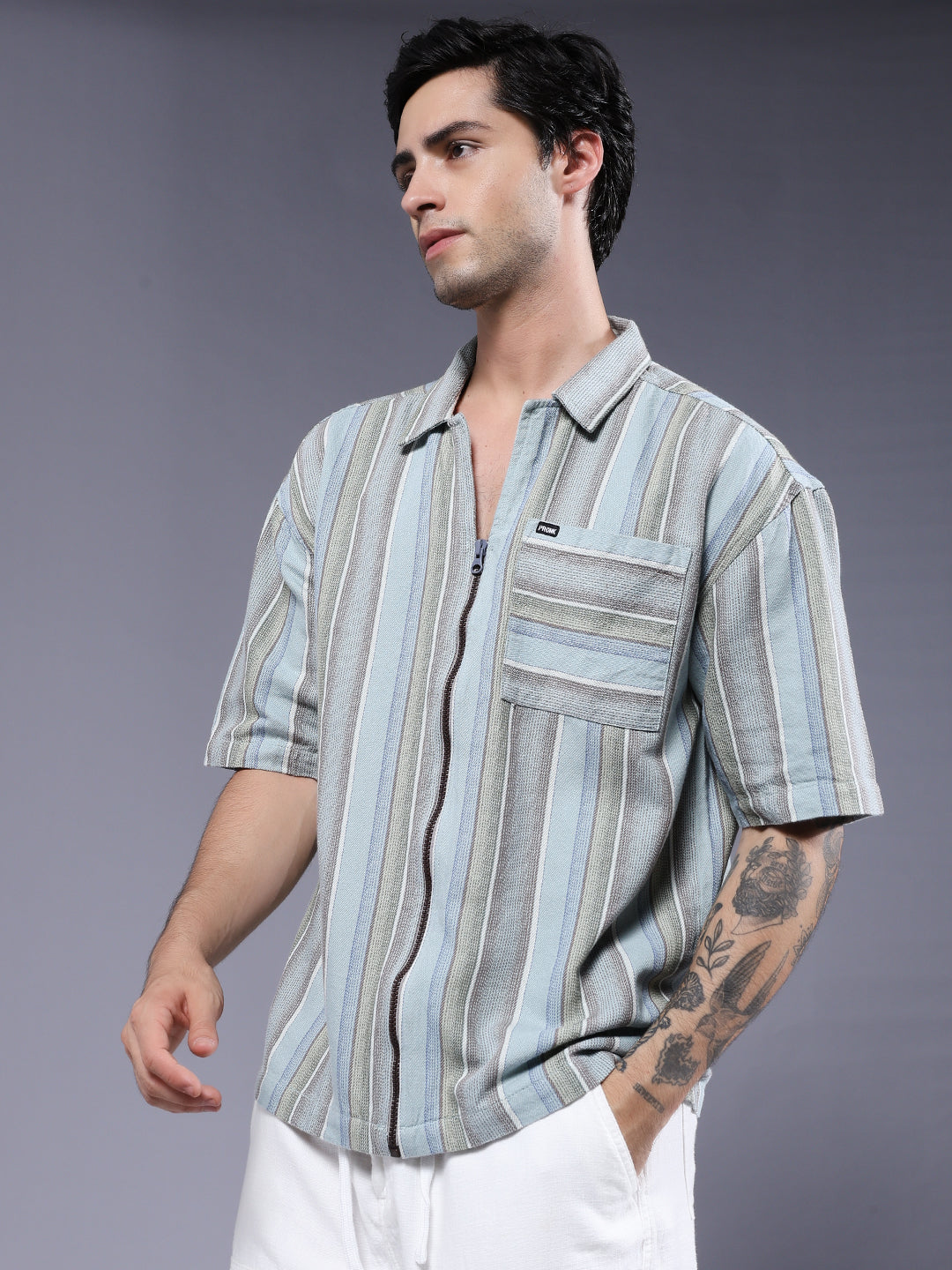 Mens Half Sleeve Casual Shirt  – Sky