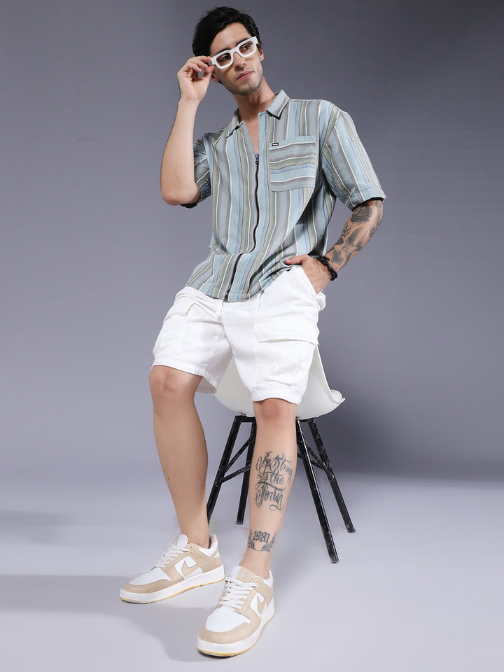 Mens Half Sleeve Casual Shirt  – Sky