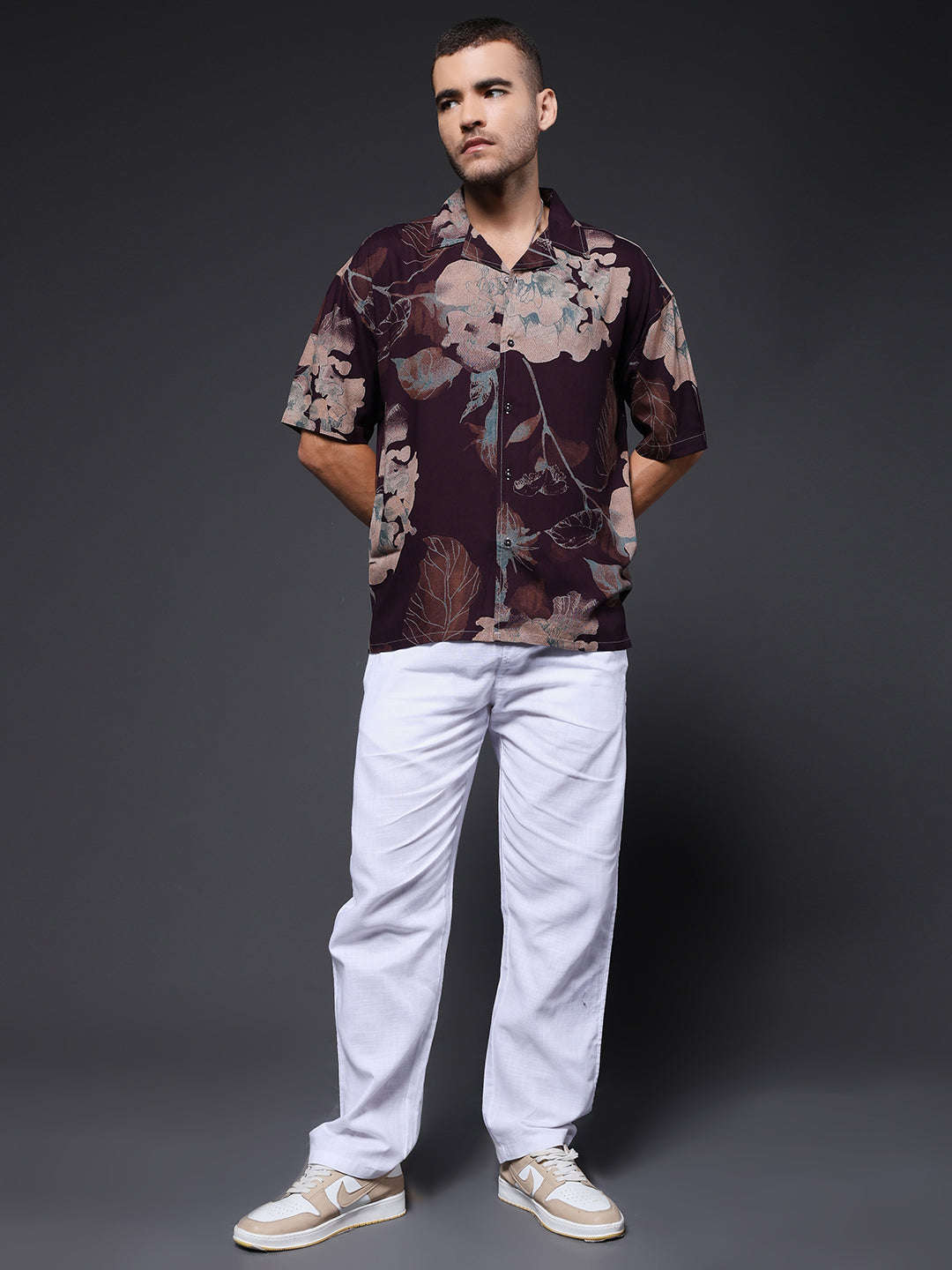 Mens Half Sleeve Casual Shirt  – Brown