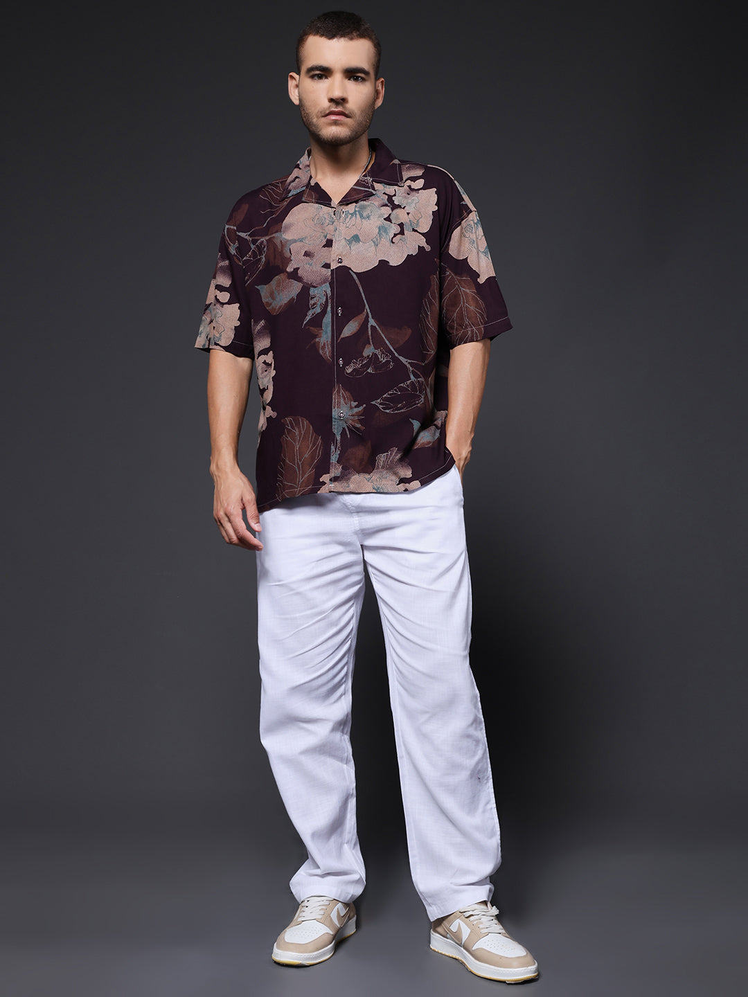 Mens Half Sleeve Casual Shirt  – Brown