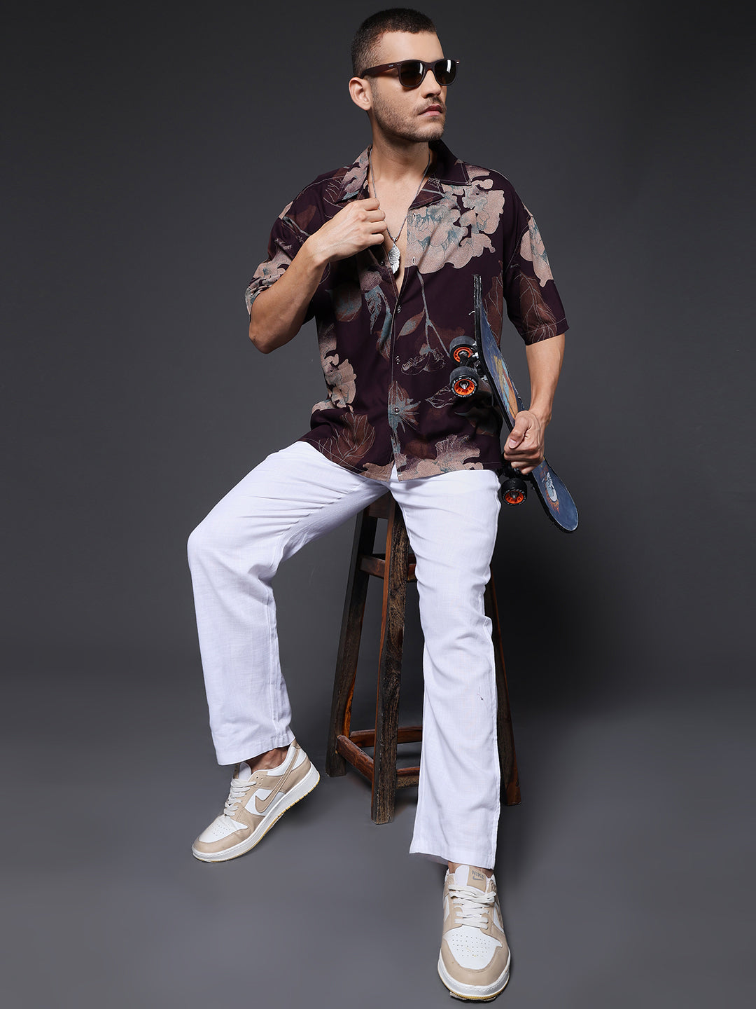 Mens Half Sleeve Casual Shirt  – Brown