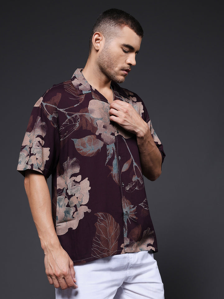 Mens Half Sleeve Casual Shirt  – Brown