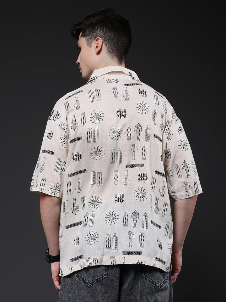 Mens Half Sleeve Casual Shirt  – Off White