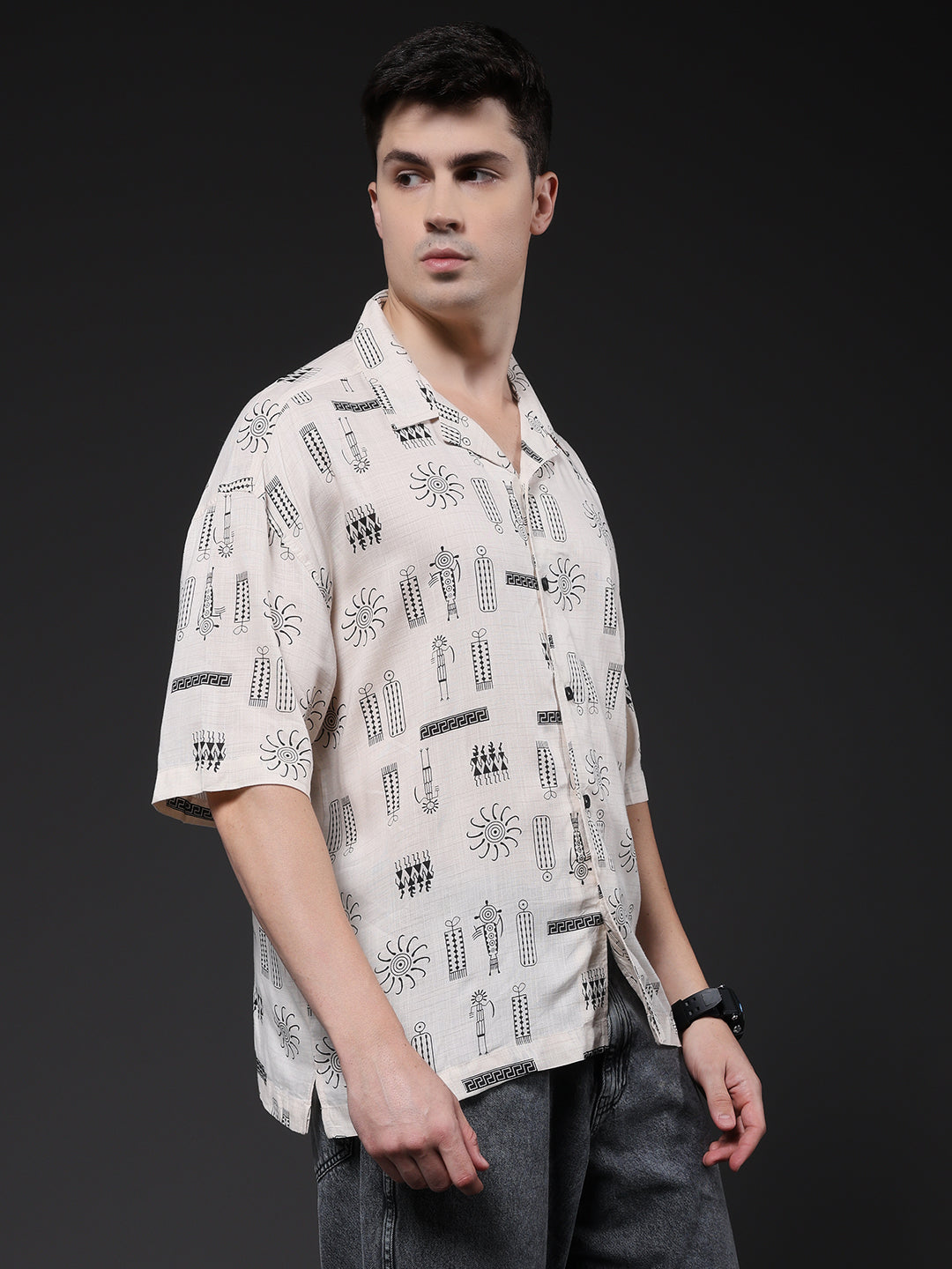 Mens Half Sleeve Casual Shirt  – Off White