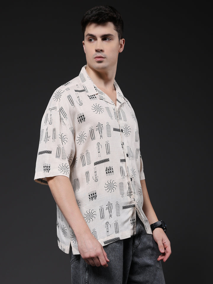 Mens Half Sleeve Casual Shirt  – Off White
