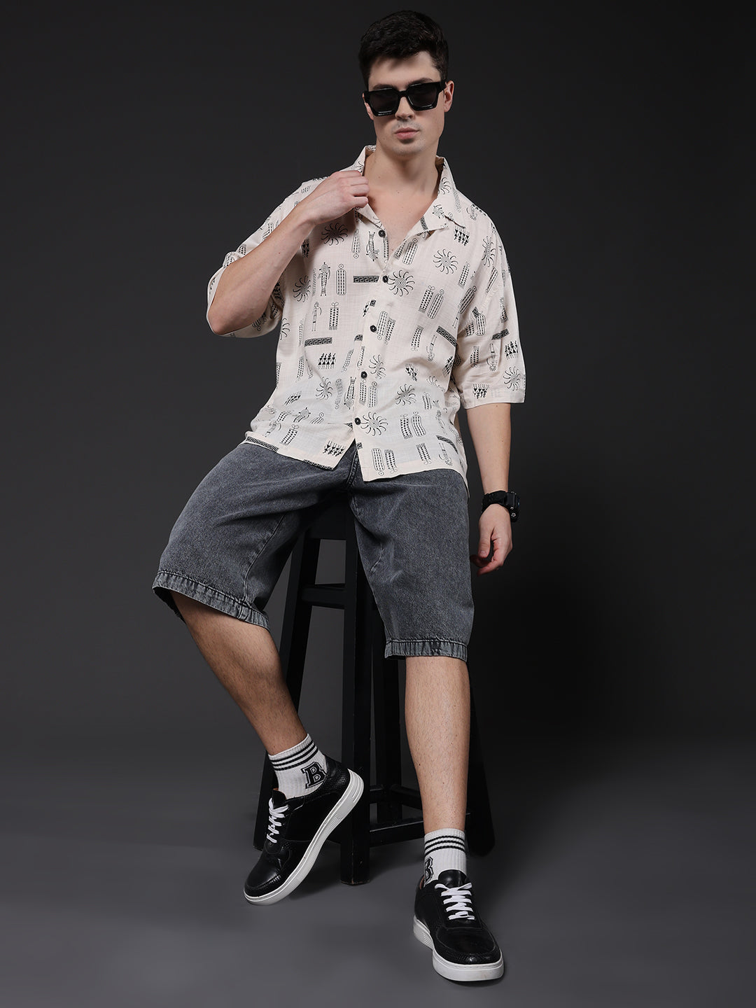 Mens Half Sleeve Casual Shirt  – Off White