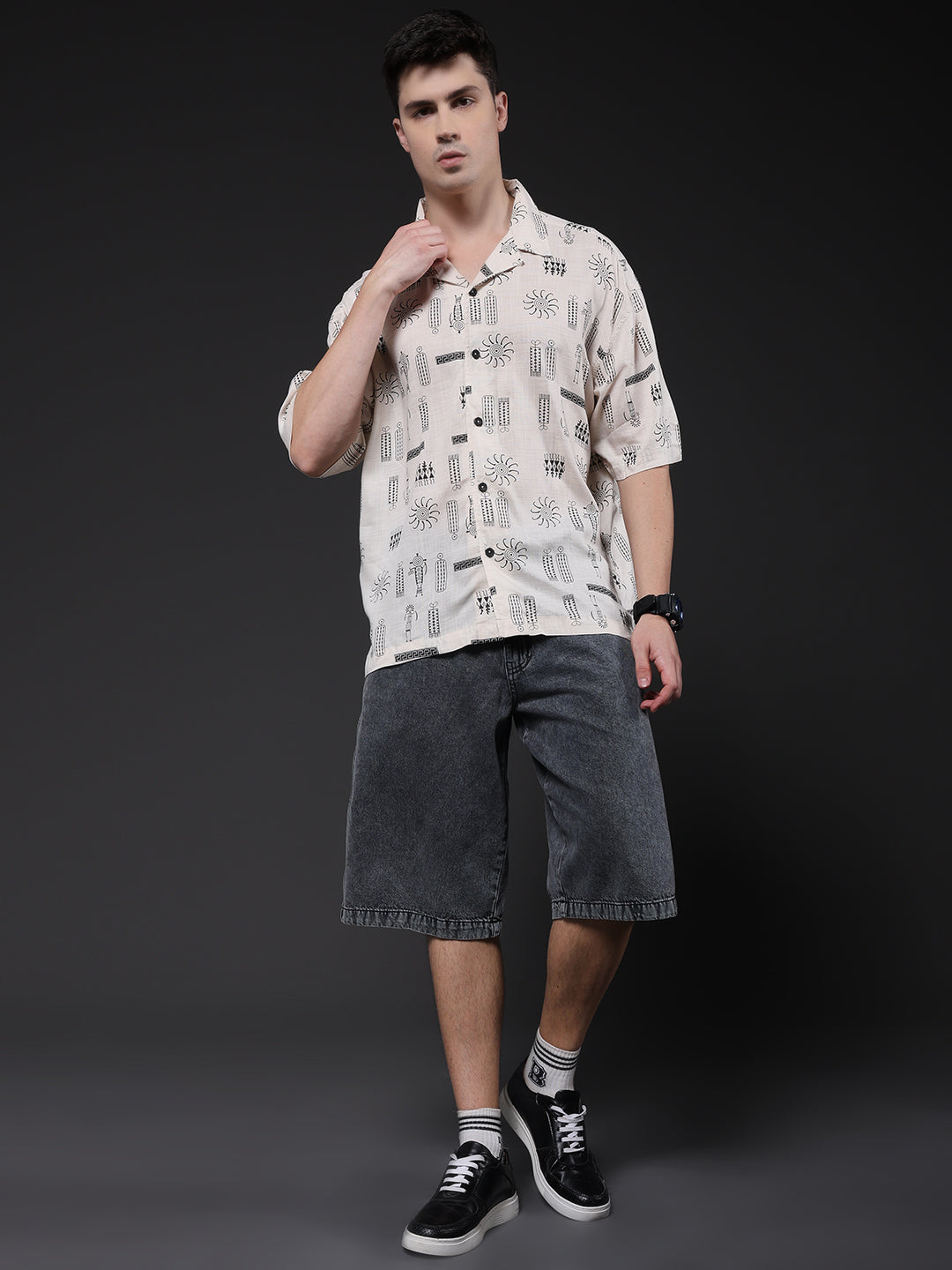 Mens Half Sleeve Casual Shirt  – Off White