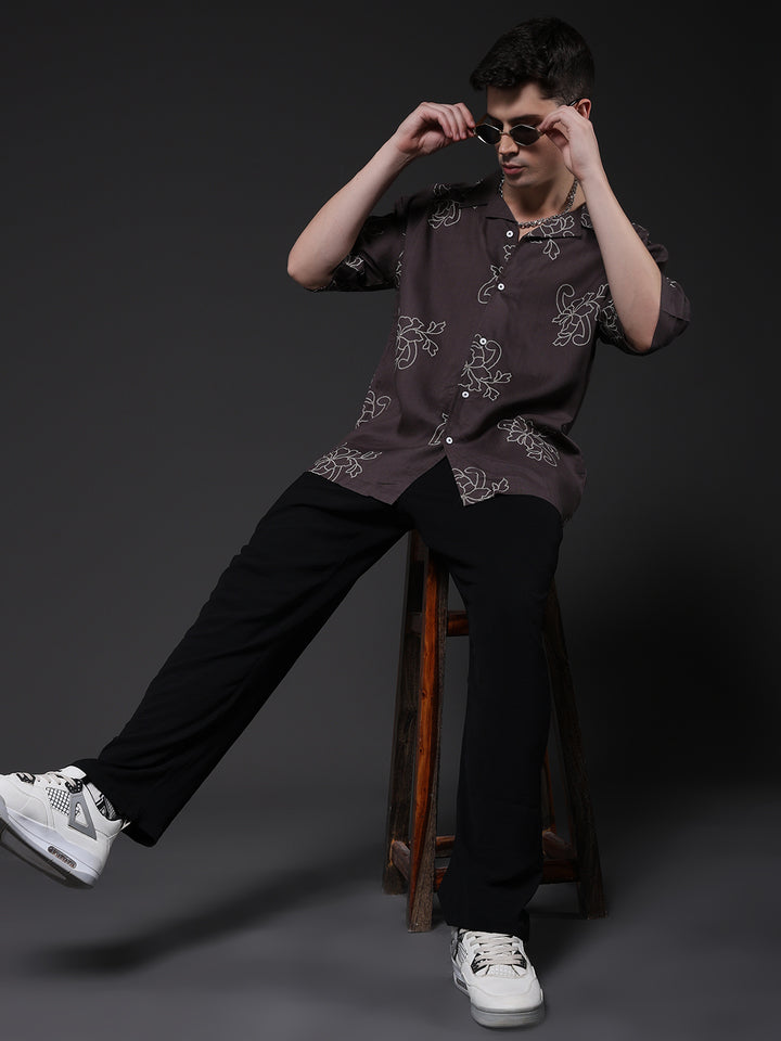 Mens Half Sleeve Casual Shirt  – Dark Grey