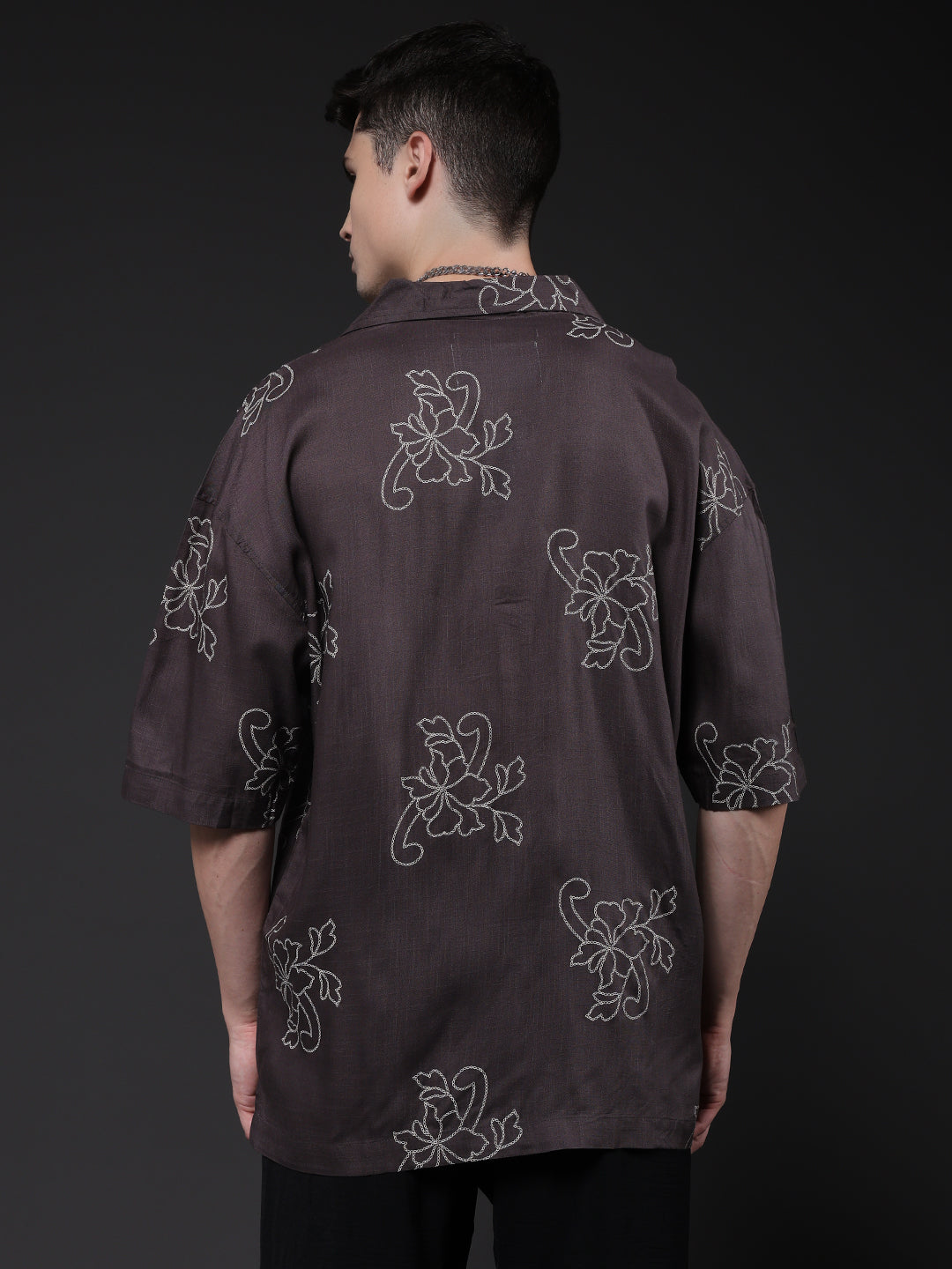 Mens Half Sleeve Casual Shirt  – Dark Grey