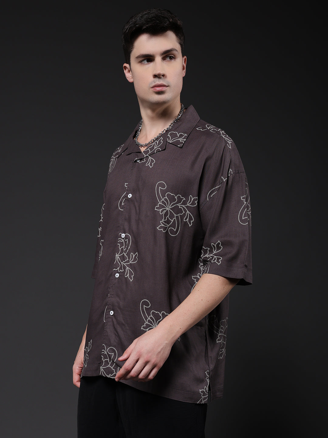 Mens Half Sleeve Casual Shirt  – Dark Grey