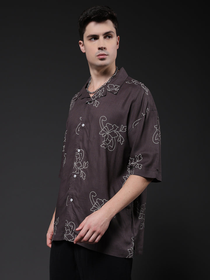 Mens Half Sleeve Casual Shirt  – Dark Grey