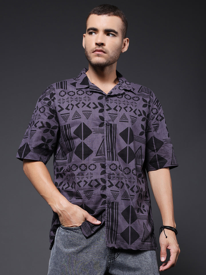 Mens Half Sleeve Casual Shirt  – Dark Grey