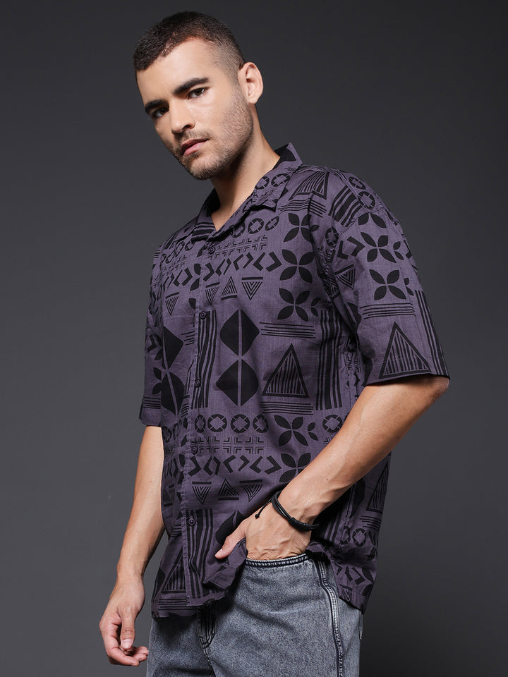 Mens Half Sleeve Casual Shirt  – Dark Grey